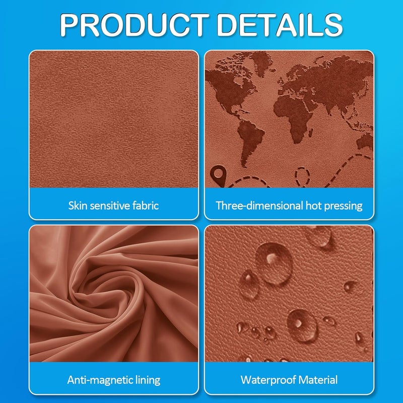 Sovirose Passport Holders, RFID Blocking Credit Card Holder, PU Leather Passport Holders for Travel with Magnetic Buckle, Travel Must Haves Cruise Ship Essentials for Men, Women (Brown) - Image 4